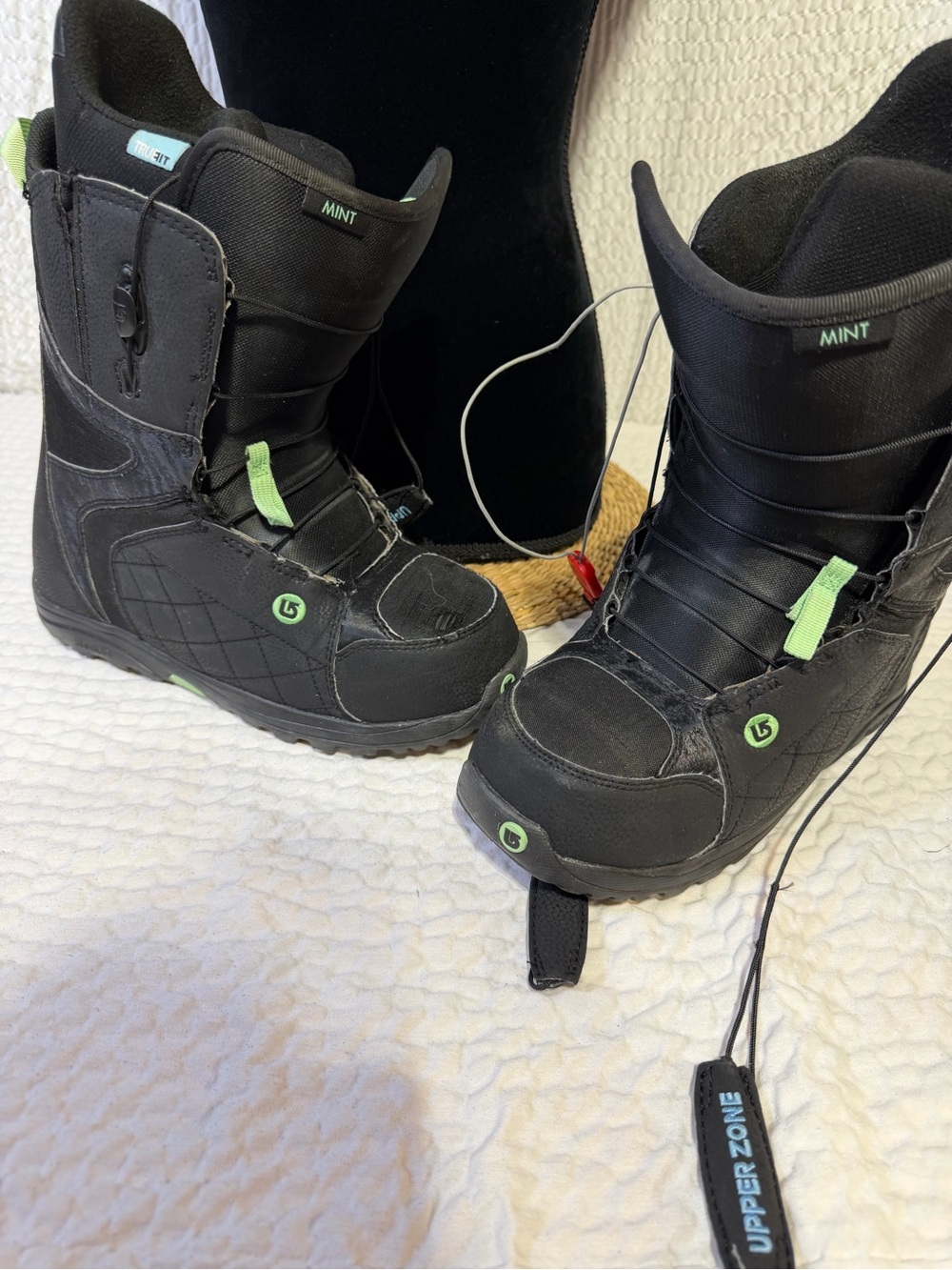 Burton Black Snowboard Boots with Mint Green Accents